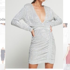 NWT Long sleeve silver sparkle dress